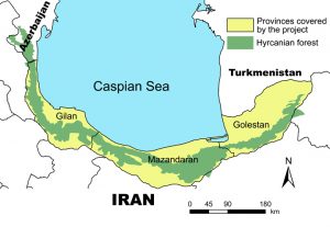 Distribution of the Caspian Hyrcanian Mixed Forest
