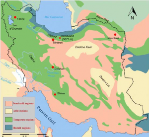 Northern slope of the Alborz Mountains vs slopes end in the Kavir desert