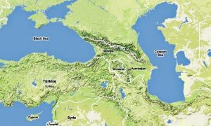 موقعیت دریای کاسپیان و دریای سیاه و مدیترانه