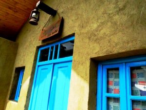 Blue painted eco kolbeh wooden window