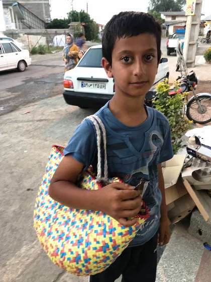 Kids using mat bag instead of asking for a plastic bag